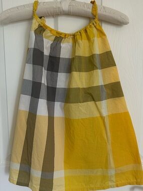 Burberry Yellow Plaid Cotton Children’s A-Line top sleeveless. Girls 14/16 or PS